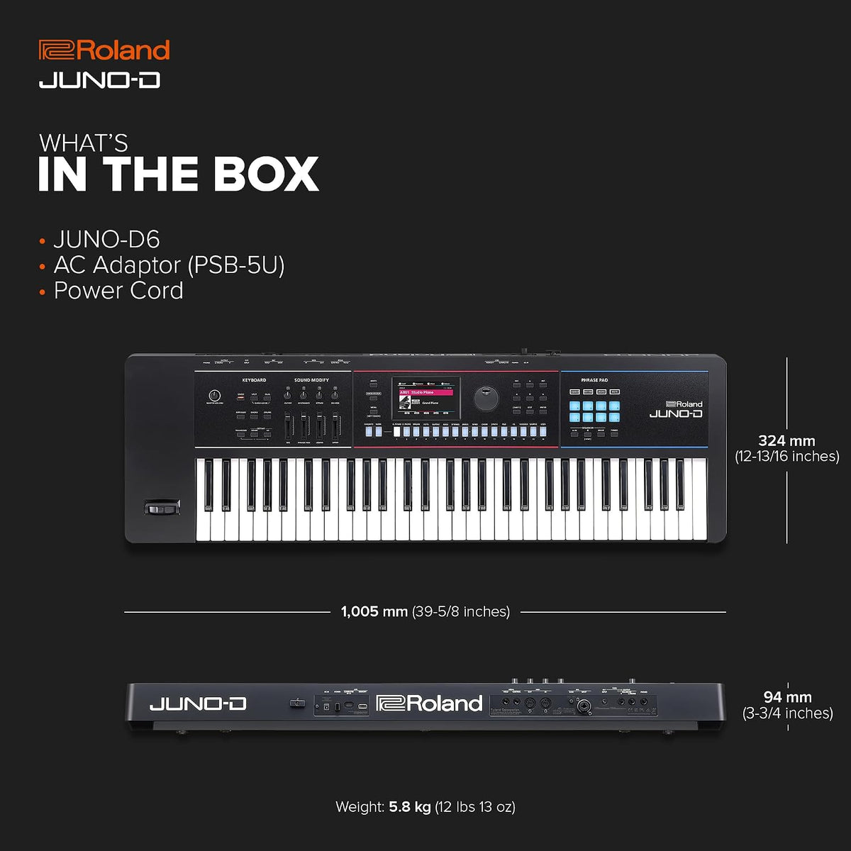 Roland JUNO-D6 Synthesizer, 61-Note Keyboard