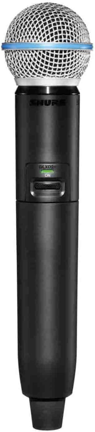 Shure GLXD2+/B58 Handheld Transmitter with BETA 58A Vocal Mic Capsule - for use with GLX-D+ Dual Band Digital Wireless Microphone Systems, Receiver Sold Separately (GLXD2+/B58=-Z3)