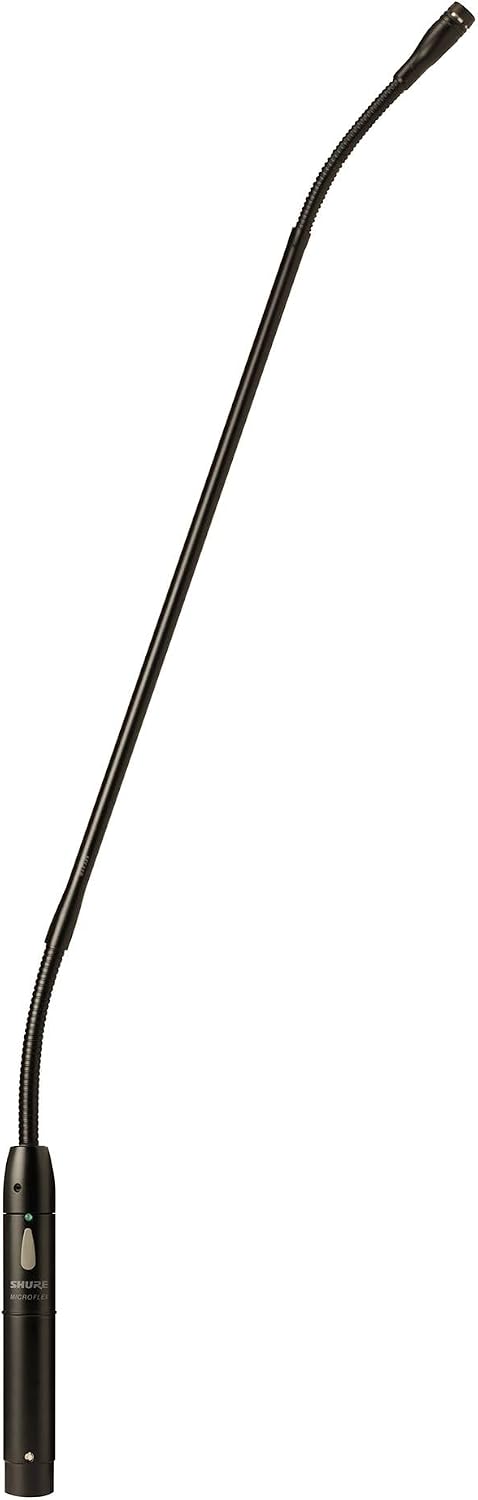 Shure Microflex MX418S/S Supercardioid Condenser Microphone, 18 Gooseneck with Attached XLR Preamp, Shock & Flange Mount, Snap-Fit Foam Windscreen, Mute Switch, LED Indicator