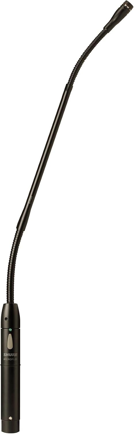 Shure Microflex MX412S/S Supercardioid Condenser Microphone, 12 Gooseneck with Attached XLR Preamp, Shock & Flange Mount, Snap-Fit Foam Windscreen, Mute Switch, LED Indicator