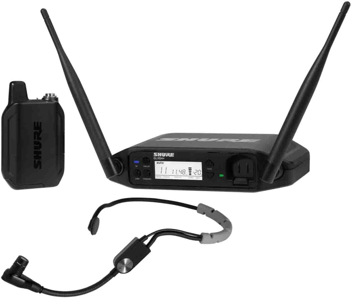 Shure GLXD14+/SM35 Dual Band Pro Digital Wireless Microphone System - 12-Hour Battery Life, 100 ft Range | SM35 Headset Mic, Single Channel Receiver (GLXD14+/SM35-Z3)