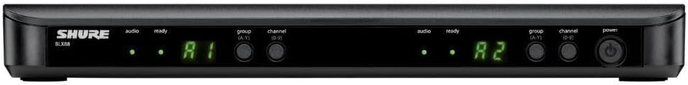 Shure BLX88 Dual-Channel Wireless Receiver H9 Band (512–542 MHz) – BLX Series Receiver for Two Transmitters, QuickScan Frequency Selection, XLR & 1/4" Outputs, Up to 300 ft Range