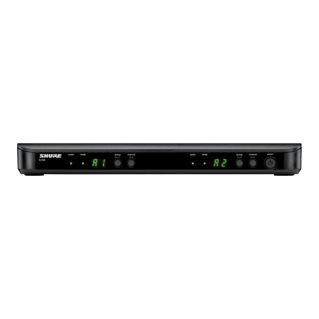 Shure BLX88 Dual-Channel Wireless Receiver H11 Band (572–596 MHz) – BLX Series Receiver for Two Transmitters, QuickScan Frequency Selection, XLR & 1/4" Outputs, Up to 300 ft Range