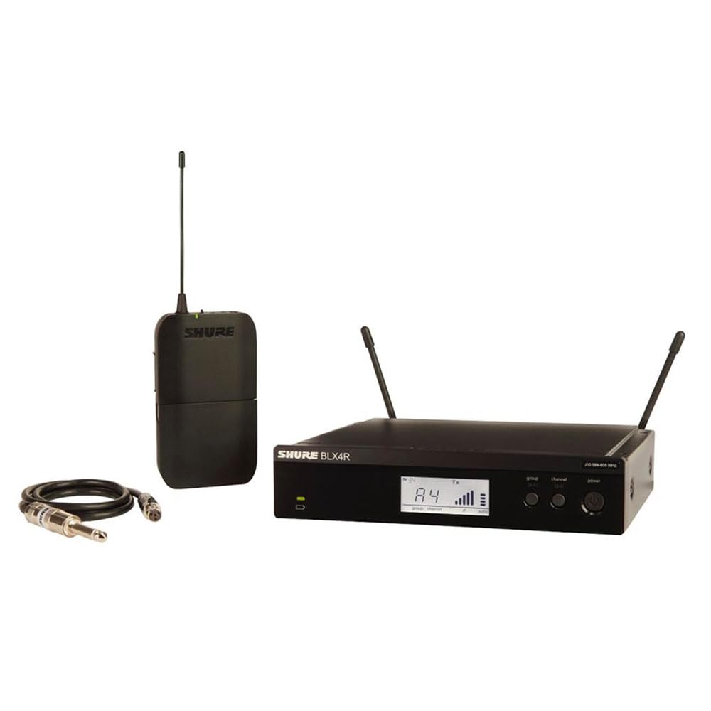 Shure BLX14R Rack-Mount Instrument Audio System H10 Band (542–572 MHz) – BLX4R Receiver, BLX1 Bodypack & 1/4" Guitar Cable, Up to 14 Hr Battery, 300 ft Range
