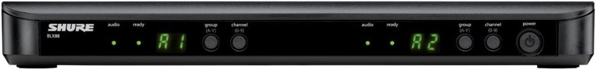 Shure BLX88 Dual-Channel Wireless Receiver H11 Band (572–596 MHz) – BLX Series Receiver for Two Transmitters, QuickScan Frequency Selection, XLR & 1/4" Outputs, Up to 300 ft Range