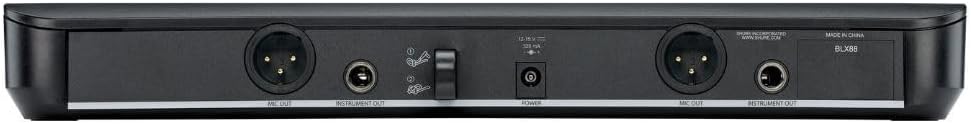 Shure BLX88 Dual-Channel Wireless Receiver H9 Band (512–542 MHz) – BLX Series Receiver for Two Transmitters, QuickScan Frequency Selection, XLR & 1/4" Outputs, Up to 300 ft Range