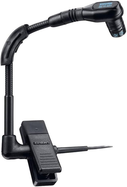 Shure Wired BETA 98H/C Microphone - Miniature Instrument Mic with Wired XLR Connector, Cardioid Condenser, Clip-on with Gooseneck for Sax/Brass or Rim of Percussion (BETA98H/C)