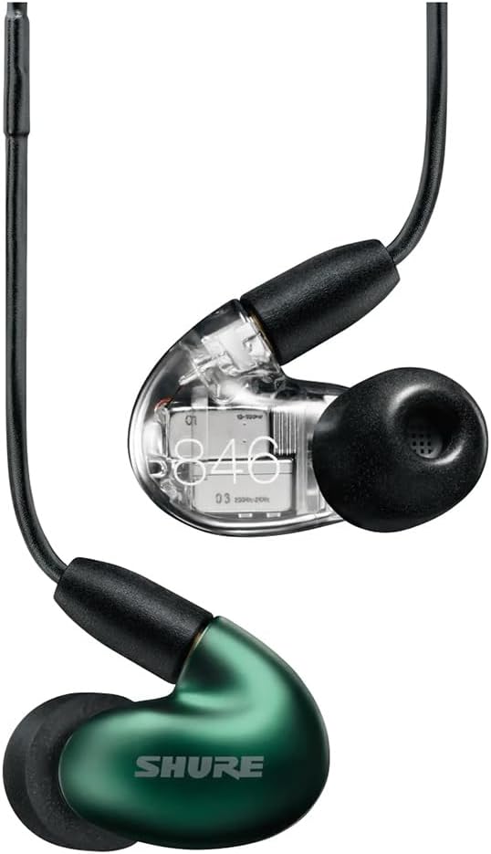 Shure SE846 PRO Gen 2 Wired Sound Isolating Earphones, Secure in-Ear Earbuds, High-End Professional Sound, Hi-Def Four Drivers, Upgraded Sound Filters, Durable Quality, Customizable Frequency - Jade