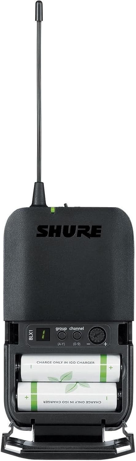 Shure BLX14/CVL Lavalier Audio System H11 Band (572–596 MHz) – BLX4 Receiver, BLX1 Bodypack & CVL Clip-On Lavalier Mic, Up to 14 Hr Battery, 300 ft Range