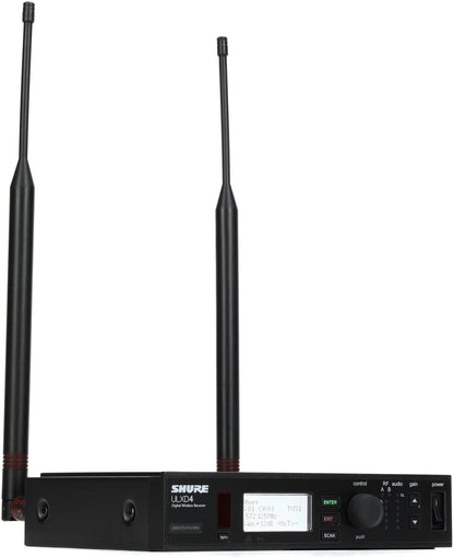 Shure ULXD4D Dual Channel Receiver - for use with ULX-D Digital Wireless Microphone Systems, Transmitters Sold Separately | V50 Band (ULXD4D=-V50)