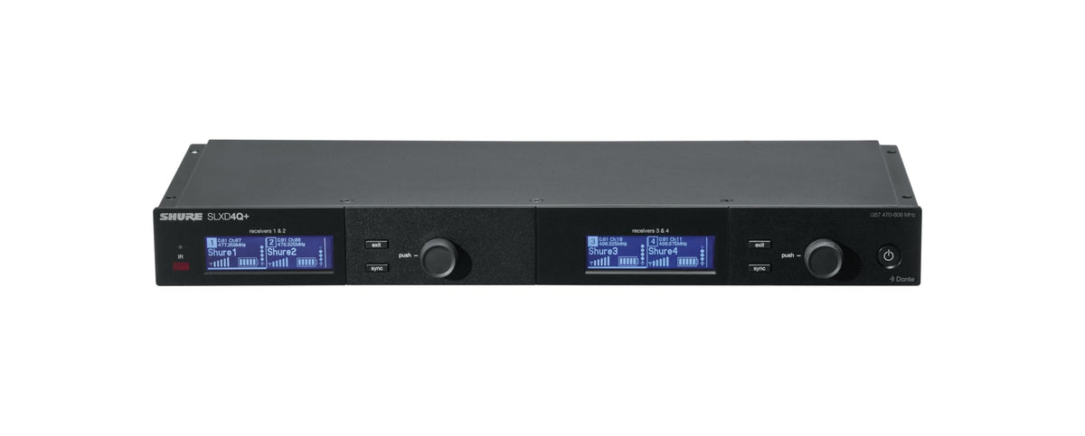 Shure SLX-D Digital Wireless Quad Receiver - 24-Bit Audio, 138MHz Wide Tuning Range, Space-Saving Design for 4 Channels (SLXD4Q+=-G57)