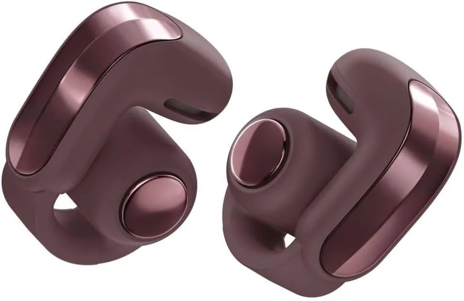 Bose Ultra Open Earbuds (2nd Gen) - Open-Ear, Clip-On, Wireless Earbuds, Bluetooth, Immersive Audio, Wireless Charging, Up to 28 Hrs of Audio, Ideal for Traveling, School, and Office, Cherry Chocolate