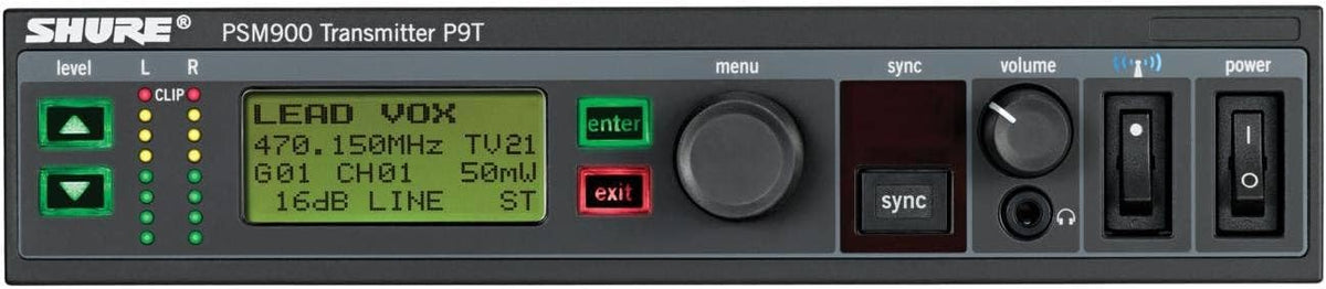 Shure P9TRA+425CL Wireless Bodypack Receiver with SE425CL - G6 Band