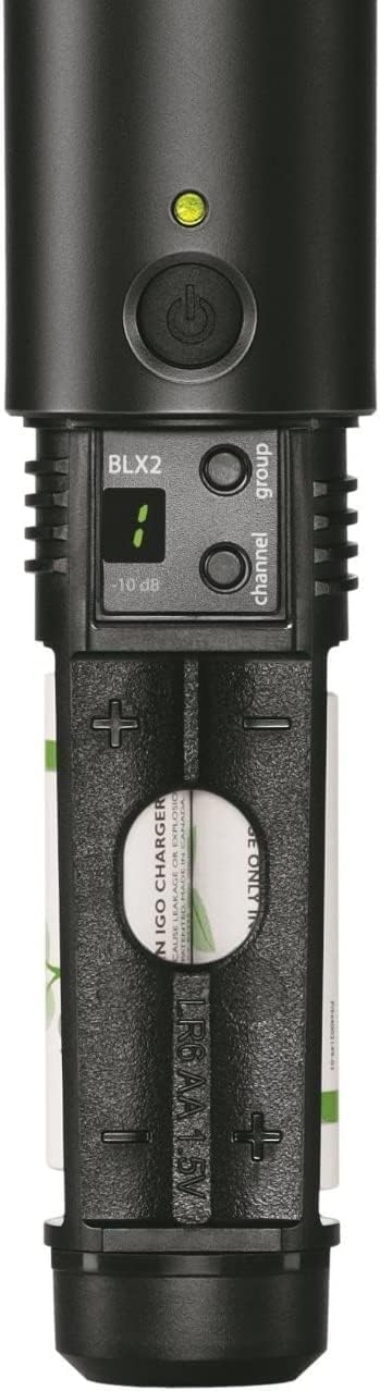 Shure BLX2/SM58 Handheld Wireless Transmitter H9 Band (512–542 MHz) – SM58 Cardioid Dynamic Capsule, Up to 14 Hr Battery, 300 ft Range, Compatible with BLX Receivers