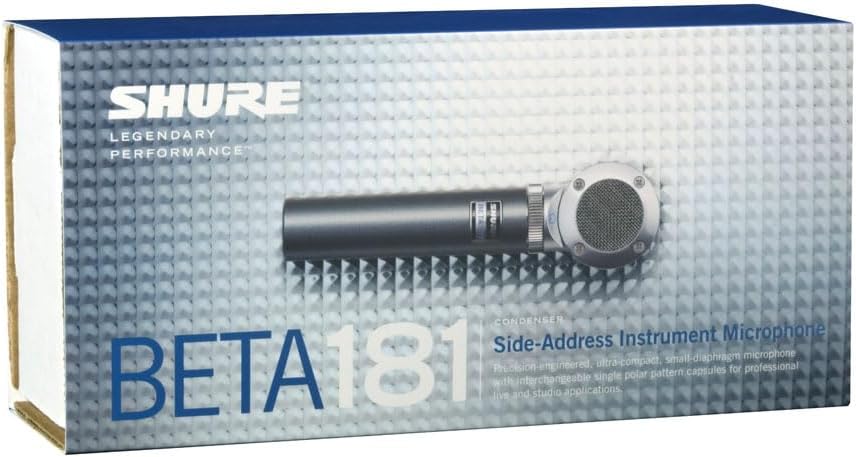Shure BETA 181/O Ultra-Compact Small-Diaphragm Side-Address Versatile Condenser Microphone for Instruments with Interchangeable Polar Pattern Capsule Options, 3-pin XLR Connector - Omnidirectional