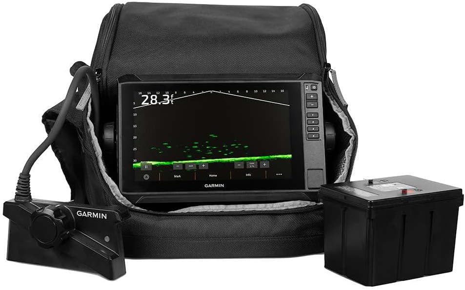 Garmin LiveScope™ Plus Lithium-ion Ice Fishing Bundle | 9" ECHOMAP™ UHD2 Chartplotter with a LiveScope™ Plus System, Garmin Navionics+™ Mapping, Carrying Case
