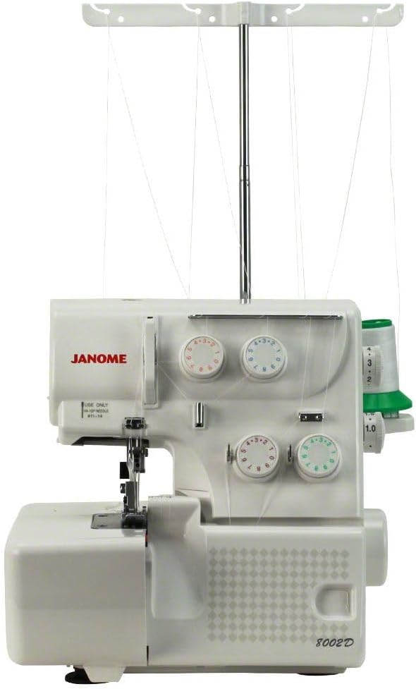 Janome 8002D Overlock Machine - 3/4 Thread Serger Sewing Machine with Differential Feed System for Extra-Smooth Seams, Janome Serger with 1300 Stitches Per Minute and Easy Threading