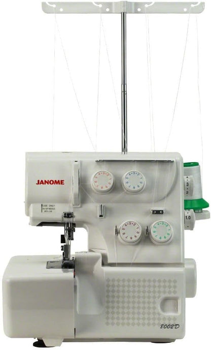 Janome 8002D Overlock Machine - 3/4 Thread Serger Sewing Machine with Differential Feed System for Extra-Smooth Seams, Janome Serger with 1300 Stitches Per Minute and Easy Threading