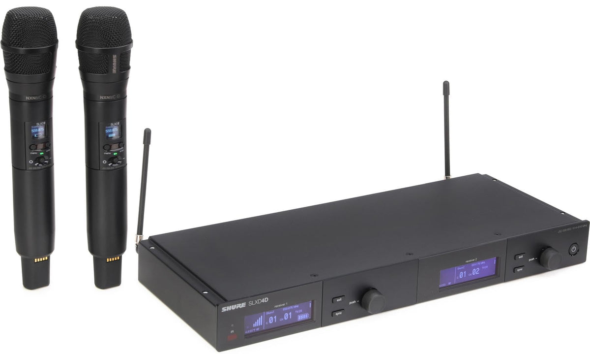 Shure SLXD24/N8SB Wireless Microphone System - Includes SLXD2 Handheld Transmitter with Nexadyne 8/S Black Vocal Mic Capsule and SLXD4 Single Channel Rack Mount Receiver | G58 Band (SLXD24/N8SB-G58)