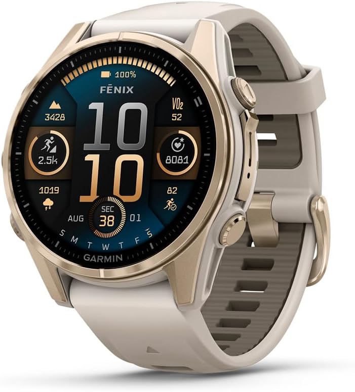 Garmin fēnix® 8, Sapphire, 43mm, Fog Gray/Dark Sandstone | Premium Multisport Smartwatch, AMOLED Display, GPS, Built-In Flashlight, Dive-Rated, Built-In Speakers & Mic