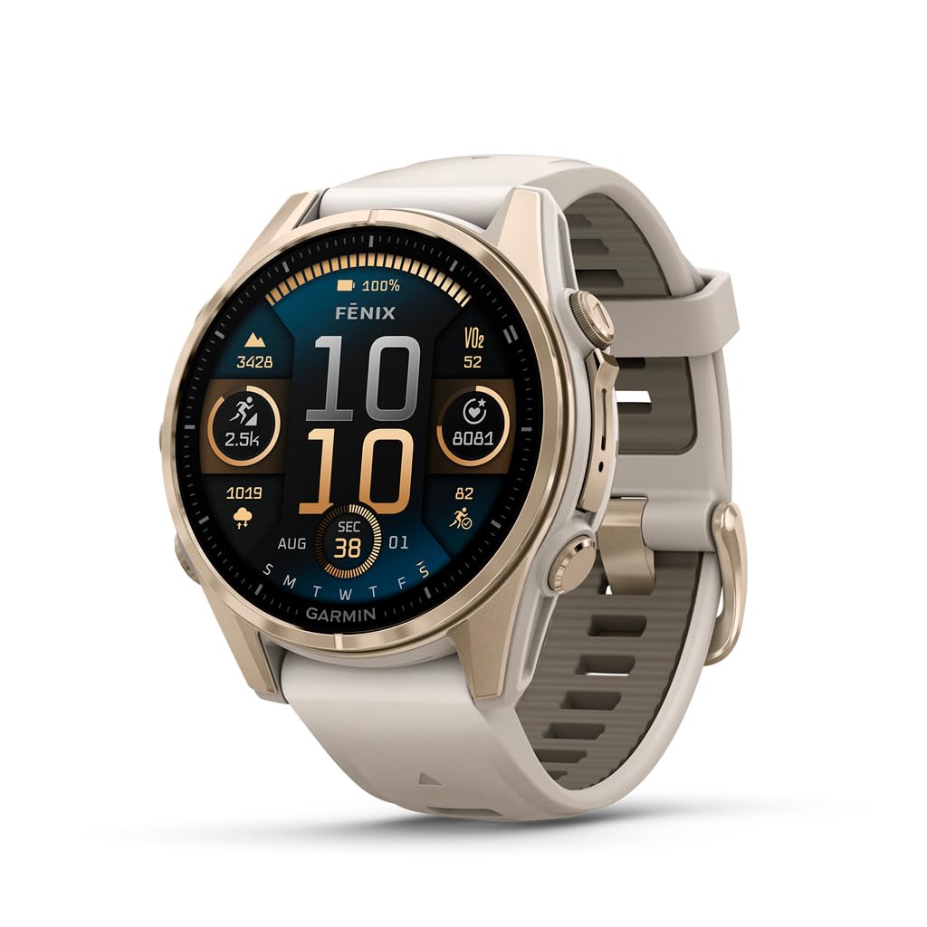 Garmin fēnix® 8, Sapphire, 51mm, DLC Titanium, Black/Pebble Gray | Larger-Sized Premium Multisport Smartwatch, AMOLED Display, GPS, Built-In Flashlight, Dive-Rated, Built-In Speakers & Mic