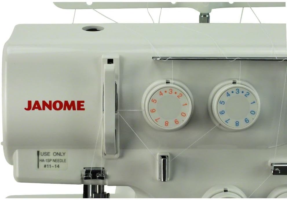 Janome 8002D Overlock Machine - 3/4 Thread Serger Sewing Machine with Differential Feed System for Extra-Smooth Seams, Janome Serger with 1300 Stitches Per Minute and Easy Threading