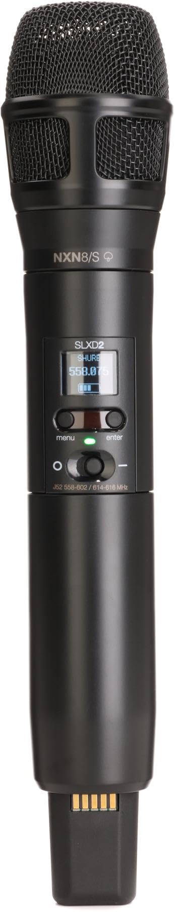 Shure SLXD2/N8CB Handheld Transmitter with Nexadyne 8/C Black Cardioid Vocal Mic Capsule - for use with SLX-D Digital Wireless Microphone Systems, Receiver Sold Separately | H55 Band (SLXD2/N8CB=-H55)