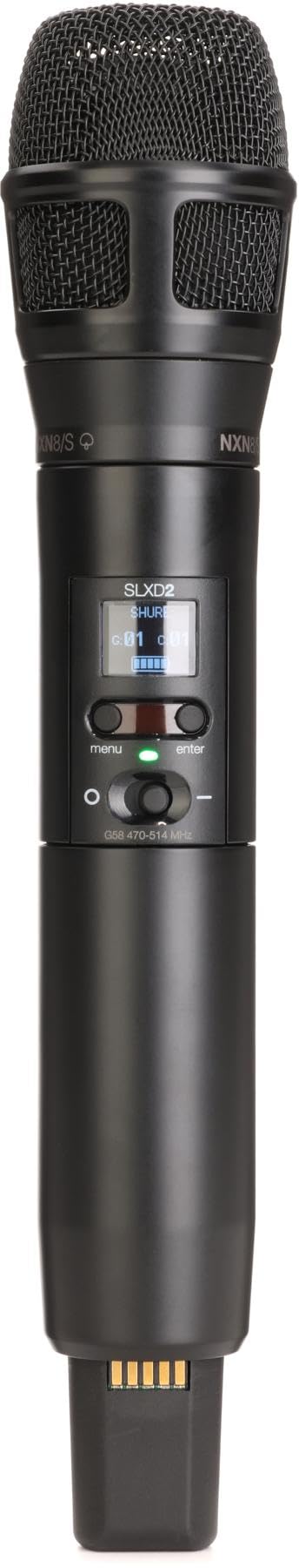 Shure SLXD24/N8SB Wireless Microphone System - Includes SLXD2 Handheld Transmitter with Nexadyne 8/S Black Vocal Mic Capsule and SLXD4 Single Channel Rack Mount Receiver | G58 Band (SLXD24/N8SB-G58)
