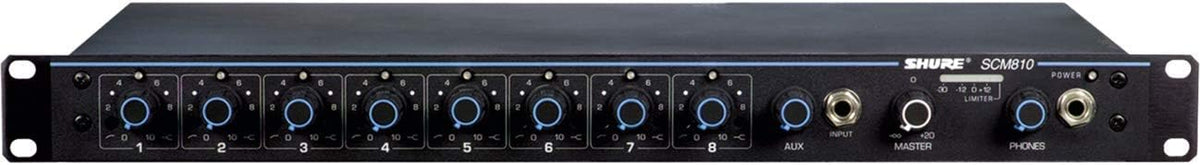 Shure SCM810 Eight Channel Automatic Microphone Mixer with IntelliMix, Adjustable EQ per Channel and 48V Phantom Power, Designed Specifically for Installed Sound Applications
