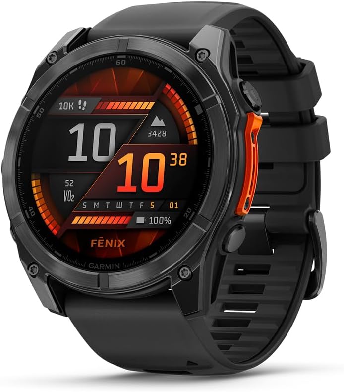 Garmin fēnix® 8, Premium Multisport Smartwatch, 51mm, Black | Larger-Sized Premium Multisport Smartwatch, AMOLED Display, GPS, Built-In Flashlight, Dive-Rated, Built-In Speakers & Mic