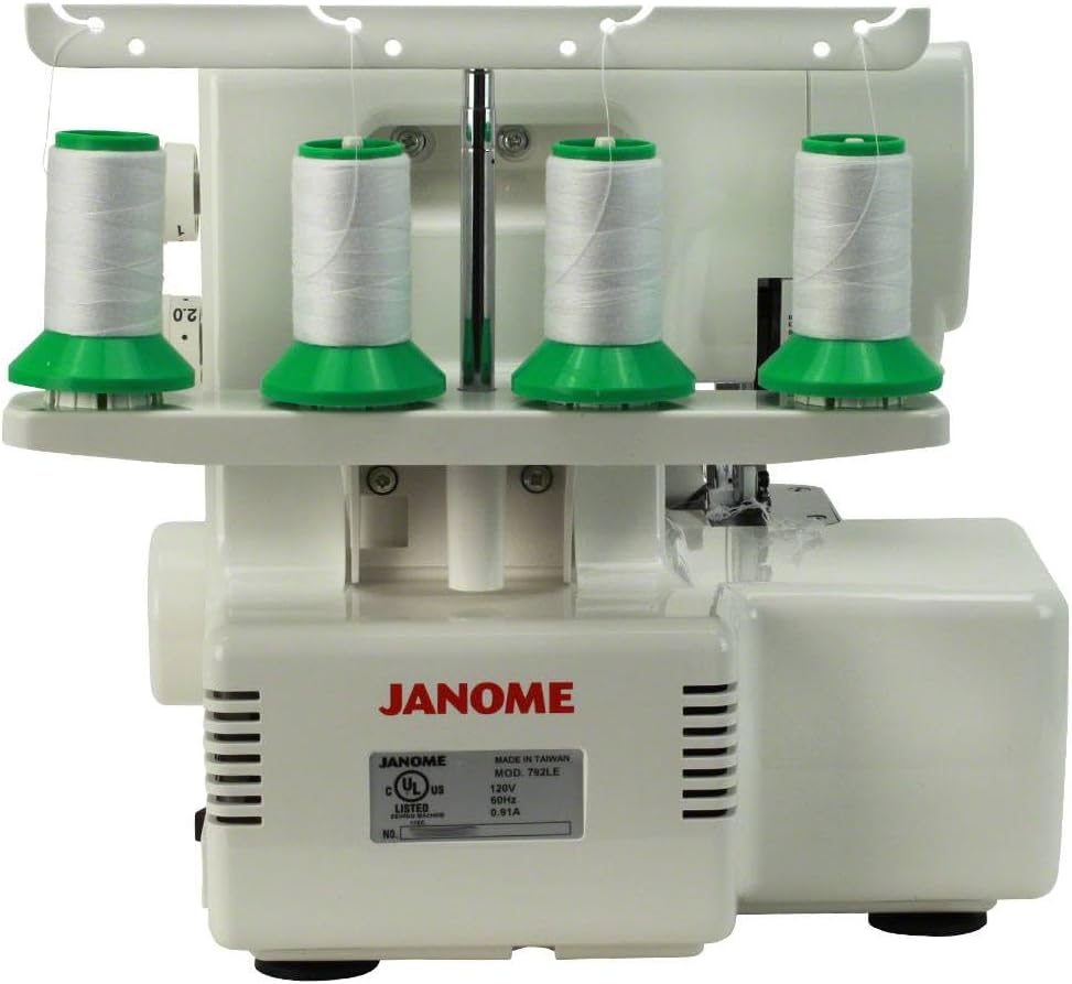 Janome 8002D Overlock Machine - 3/4 Thread Serger Sewing Machine with Differential Feed System for Extra-Smooth Seams, Janome Serger with 1300 Stitches Per Minute and Easy Threading