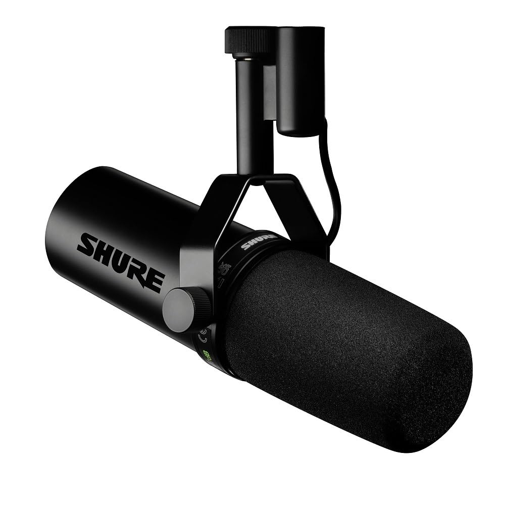 Shure SM7B Dynamic Studio Microphone - XLR Mic for Podcasting, Streaming, Vocal Recording & Broadcasting, Wide Frequency Range, Smooth Warm Audio, Detachable Windscreen, Black
