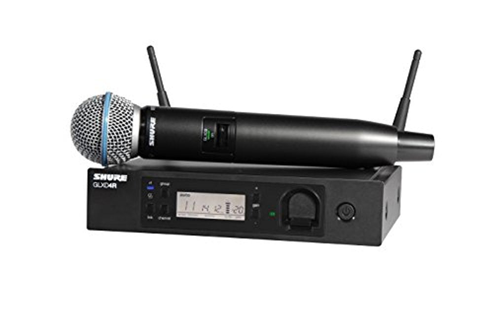Shure GLXD24+/B87A Dual Band Pro Digital Wireless Microphone System – 12-Hour Battery, 100ft Range with BETA 87A Handheld Vocal Mic & Single Channel Receiver