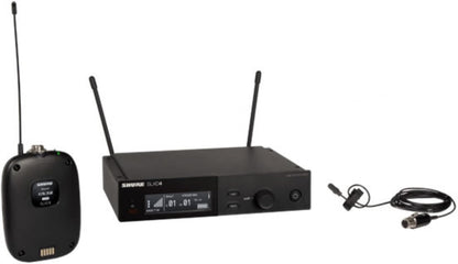 Shure SLXD14/DL4B Digital Wireless Microphone System - Includes SLXD1 Bodypack Transmitter with DuraPlex DL4 Lavalier Mic & SLXD4 Single Channel Rack Mount Receiver | H55 Band (SLXD14/DL4B-G58)