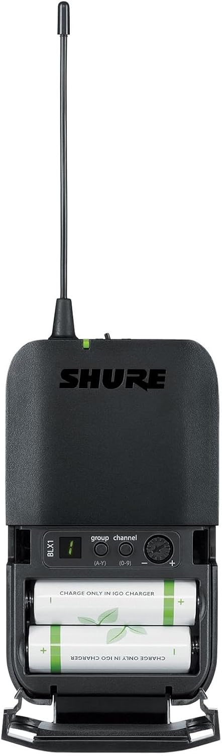 Shure BLX14R/B98 Rack-Mount Instrument Audio System H9 Band (512–542 MHz) – BLX4R Receiver, BLX1 Bodypack & BETA 98H/C Clip-On Mic for Brass, Woodwinds & Percussion, Up to 14 Hr Battery, 300 ft Range