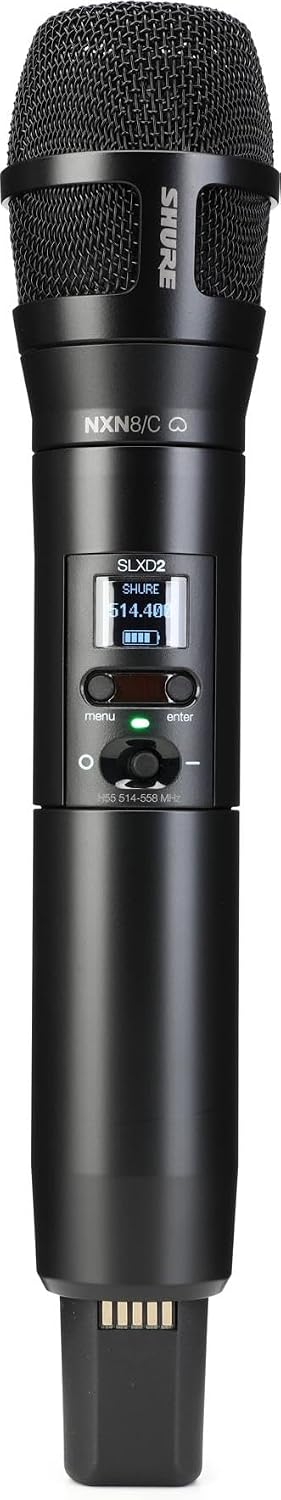 Shure SLXD2/N8CB Handheld Transmitter with Nexadyne 8/C Black Cardioid Vocal Mic Capsule - for use with SLX-D Digital Wireless Microphone Systems, Receiver Sold Separately | H55 Band (SLXD2/N8CB=-H55)