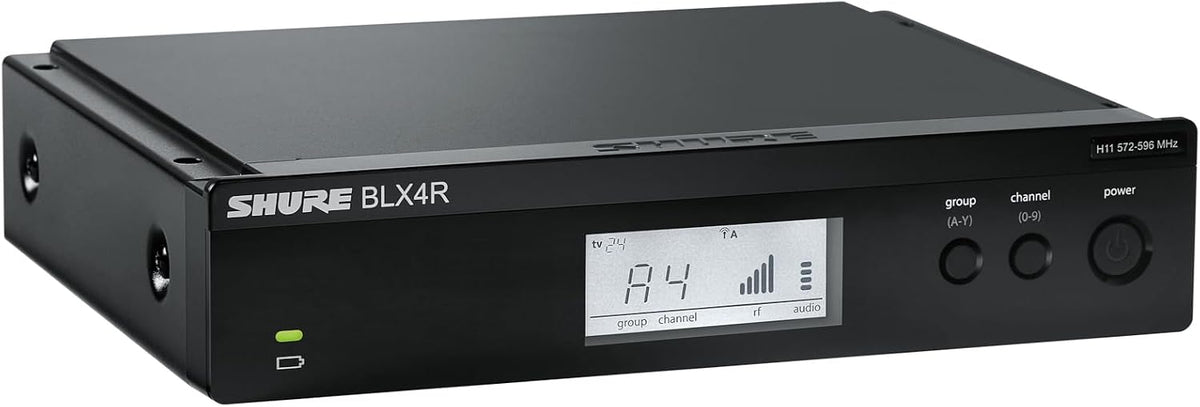 Shure BLX14R/W85M Rack-Mount Lavalier Audio System H10 Band (542–572 MHz) – BLX4R Receiver, BLX1 Bodypack & WL185m Cardioid Lavalier Mic, Up to 14 Hr Battery, 300 ft Range