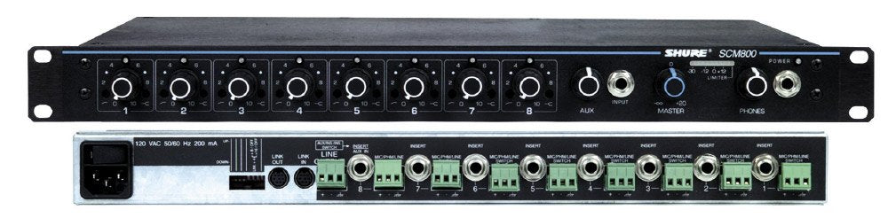 Shure SCM810 Eight Channel Automatic Microphone Mixer with IntelliMix, Adjustable EQ per Channel and 48V Phantom Power, Designed Specifically for Installed Sound Applications