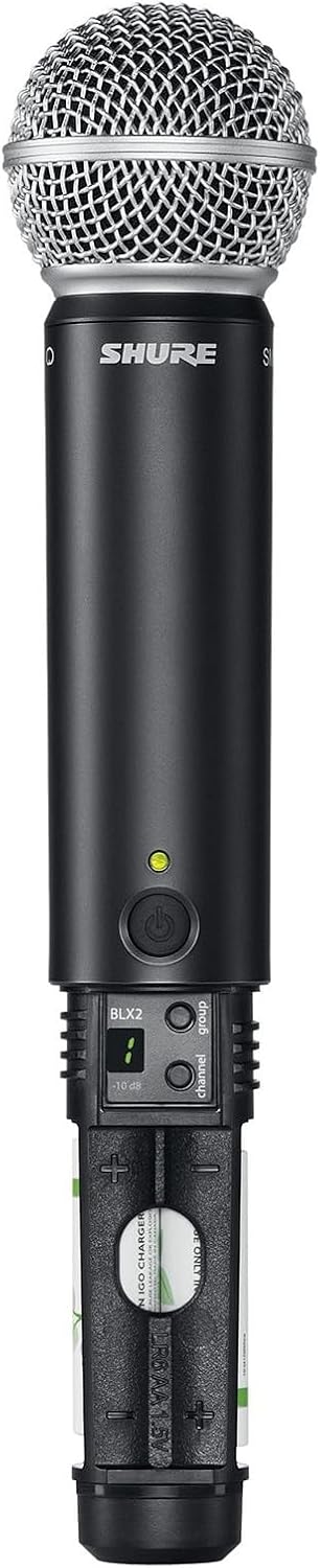 Shure BLX2/SM58 Handheld Wireless Transmitter H10 Band (542–572 MHz) – SM58 Cardioid Dynamic Capsule, Up to 14 Hr Battery, 300 ft Range, Compatible with BLX Receivers