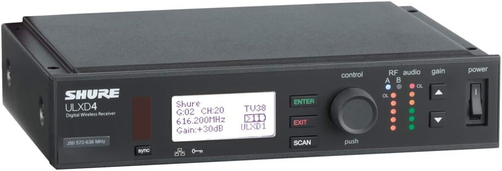 Shure ULXD4 Single Channel Receiver - for use with ULX-D Digital Wireless Microphone Systems, Transmitter Sold Separately | J50A Band (ULXD4=-J50A)
