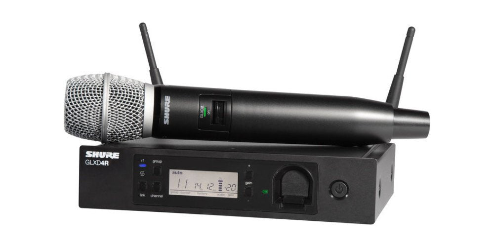 Shure GLXD24+/B87A Dual Band Pro Digital Wireless Microphone System – 12-Hour Battery, 100ft Range with BETA 87A Handheld Vocal Mic & Single Channel Receiver