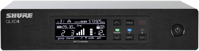 Shure QLXD4 Single Channel Receiver - for use with QLX-D Digital Wireless Systems, Transmitter Sold Separately | V50 Band (QLXD4=-V50)