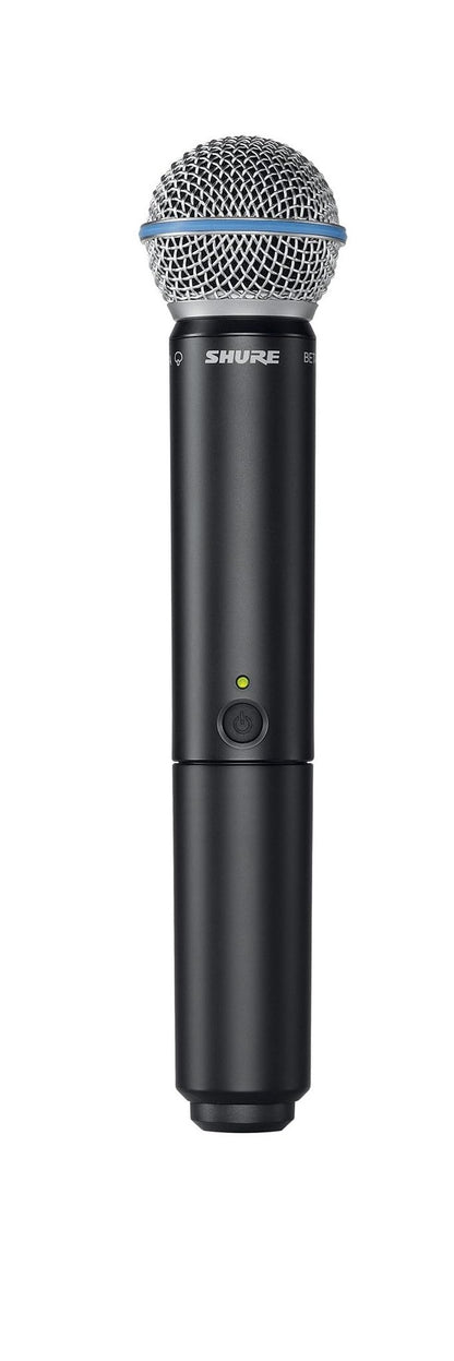 Shure BLX24/B58 Handheld Audio System J11 Band (596–620 MHz) – BLX4 Receiver, BLX2/B58 Handheld Transmitter with Beta 58A Supercardioid Capsule, Up to 14 Hr Battery, 300 ft Range