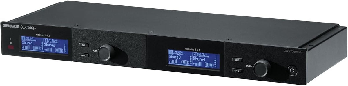 Shure SLX-D Digital Wireless Quad Receiver - 24-Bit Audio, 138MHz Wide Tuning Range, Space-Saving Design for 4 Channels (SLXD4Q+=-G57)