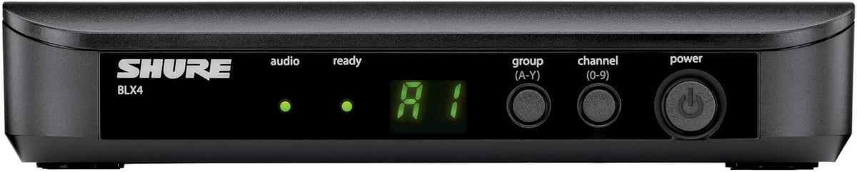 Shure BLX14 Wireless Instrument System H11 Band (572–596 MHz) – BLX4 Receiver, BLX1 Bodypack Transmitter & 1/4" Guitar Cable, Up to 14 Hr Battery, 300 ft Range