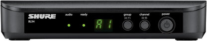 Shure BLX14 Wireless Instrument System H11 Band (572–596 MHz) – BLX4 Receiver, BLX1 Bodypack Transmitter & 1/4" Guitar Cable, Up to 14 Hr Battery, 300 ft Range