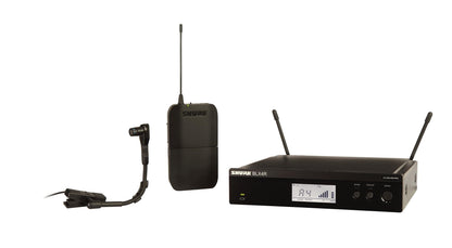 Shure BLX14/B98 Instrument Audio System J11 Band (596–620 MHz) – BLX4 Receiver, BLX1 Bodypack & BETA 98H/C Clip-On Mic for Brass, Woodwinds & Percussion, Up to 14 Hr Battery, 300 ft Range