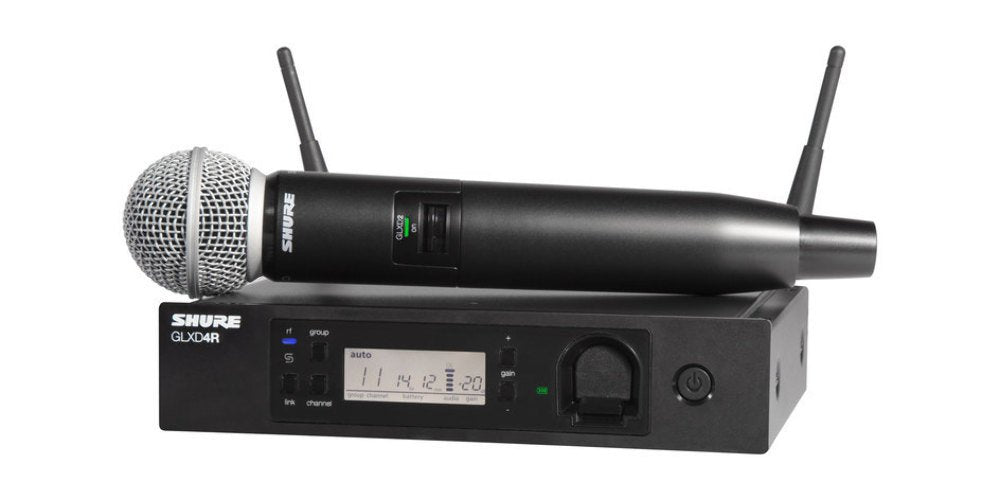 Shure GLXD24R+/B87A Dual Band Pro Digital Wireless Microphone System - 12-Hour Battery Life, 100 ft Range | BETA 587 Handheld Vocal Mic, Single Channel Rack Mount Receiver (GLXD24R+/B87A-Z3)