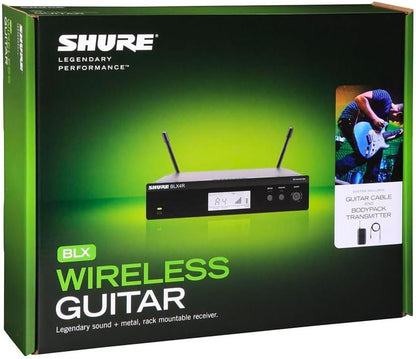 Shure BLX14R Rack-Mount Instrument Audio System J11 Band (596–620 MHz) – BLX4R Receiver, BLX1 Bodypack & 1/4" Guitar Cable, Up to 14 Hr Battery, 300 ft Range