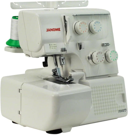 Janome 8002D Overlock Machine - 3/4 Thread Serger Sewing Machine with Differential Feed System for Extra-Smooth Seams, Janome Serger with 1300 Stitches Per Minute and Easy Threading